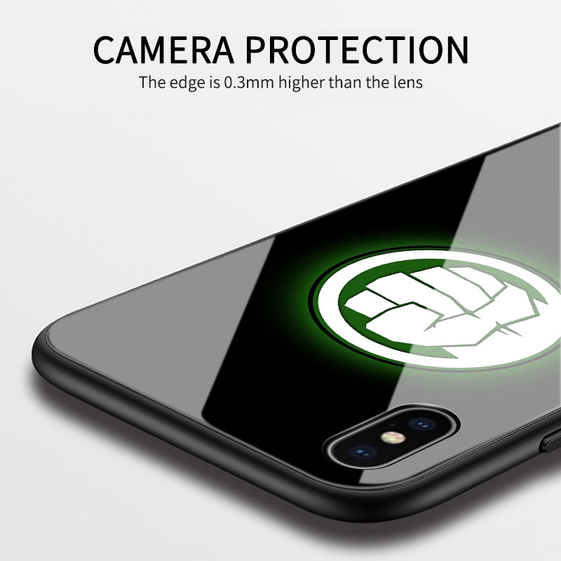 Ốp điện thoại dạng kính cường lực dạ quang in hình siêu anh hùng Marvel cho Samsung Galaxy A51 A71 A42 A12 A02S 5G