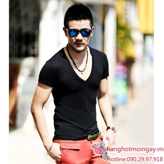 Áo thun nam body cổ tim sâu ATN3