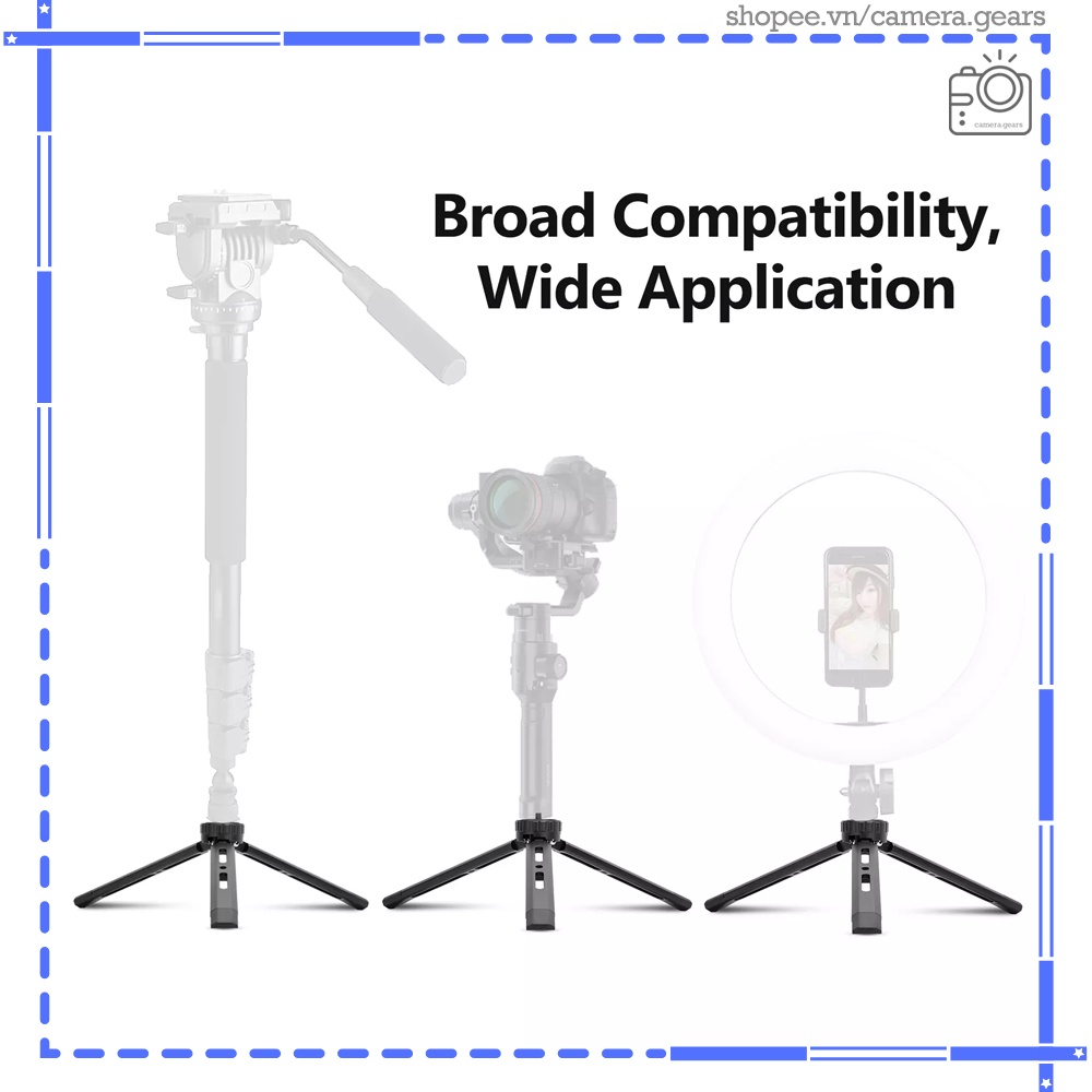Tripod khóa xoay Andoer AT-04, đế 3 chân chắc chắn cho máy ảnh, máy quay phim, gimbal, điện thoại| Chất liệu hợp kim