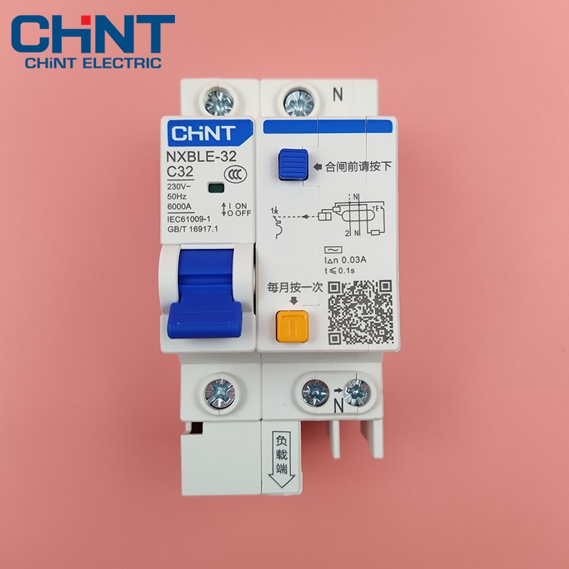 Aptomat chống giật CHINT ELCB cầu dao chống rò điện CB NXBLE-32 NXBLE-63 1P+N 16A 20A 25A 32A 40A 63A