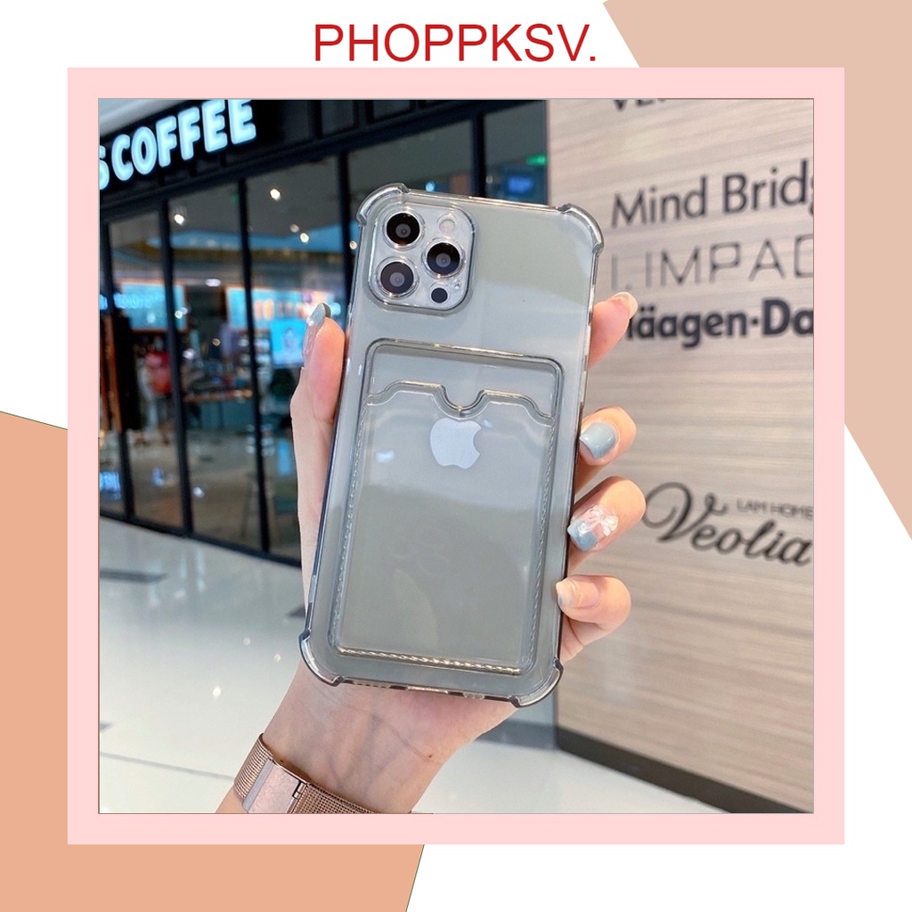 Ốp lưng iphone cạnh vuông đen mờ kèm ví  7/7plus/8/8plus/x/xr/xs/11/12/pro/mã/ Mini