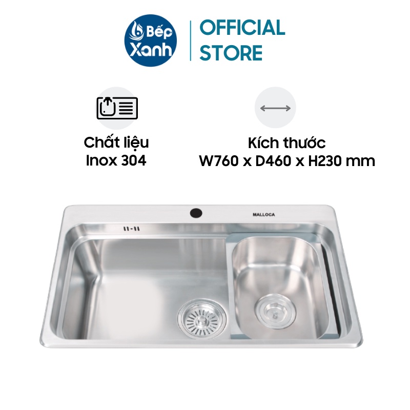 [FREESHIP HCM] Chậu Rửa Chén Malloca MS 1022D - Chất Liệu Inox 304