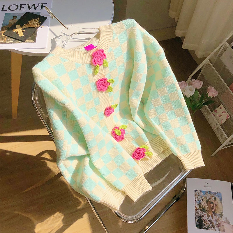 Áo Khoác Cardigan Họa Tiết Hoa Ngọt Ngào Thời Trang Xuân Thu Cho Nữ