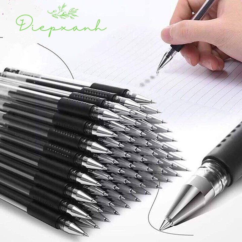 Combo 10 bút bi nước mực đều ngòi trơn hai màu xanh hoặc đen