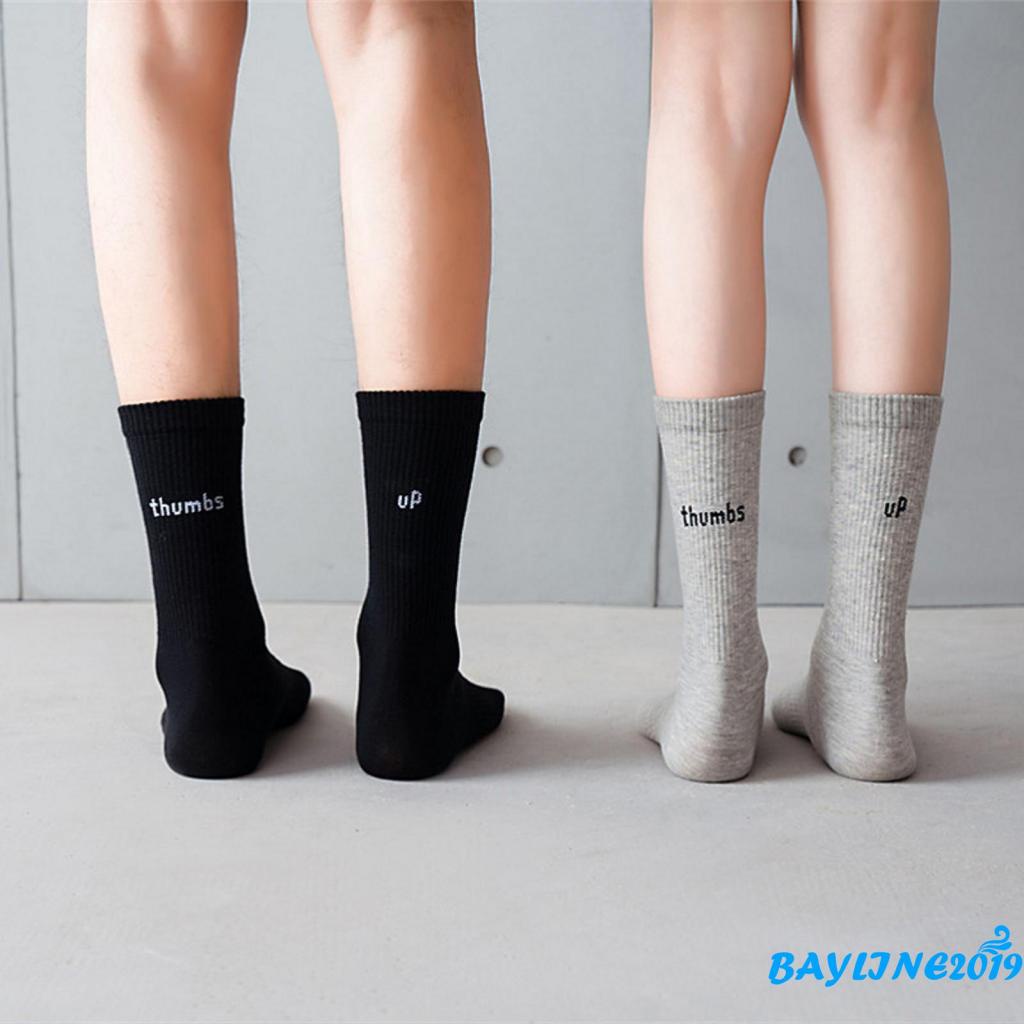 BAY- Tất thể thao dài co giãn in chữ phong cách đơn giản cho nữ