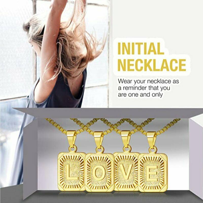 Vòng cổ RINHOO 22 inch phối mặt hình 26 chữ cái mạ thời trang cho nam và nữ