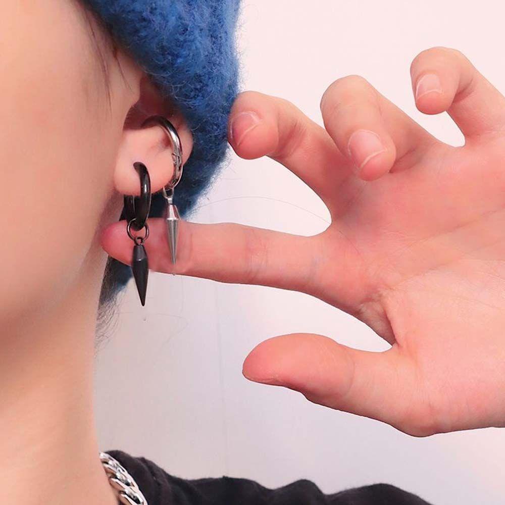 Khuyên Tai Tròn VANES1 Bằng Thép Không Gỉ Phong Cách Gothic Hàn Quốc