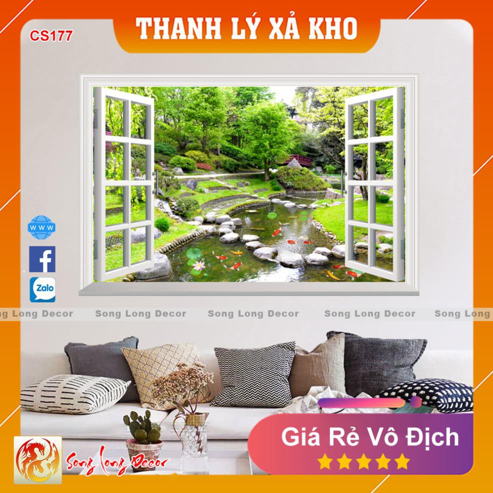 [Mã SKAMLTSM9 giảm 10% đơn 99K] Tranh dán tường 3d Cửa Sổ - CS177 Tranh 3D Không Gian Sống - Song Long Decor