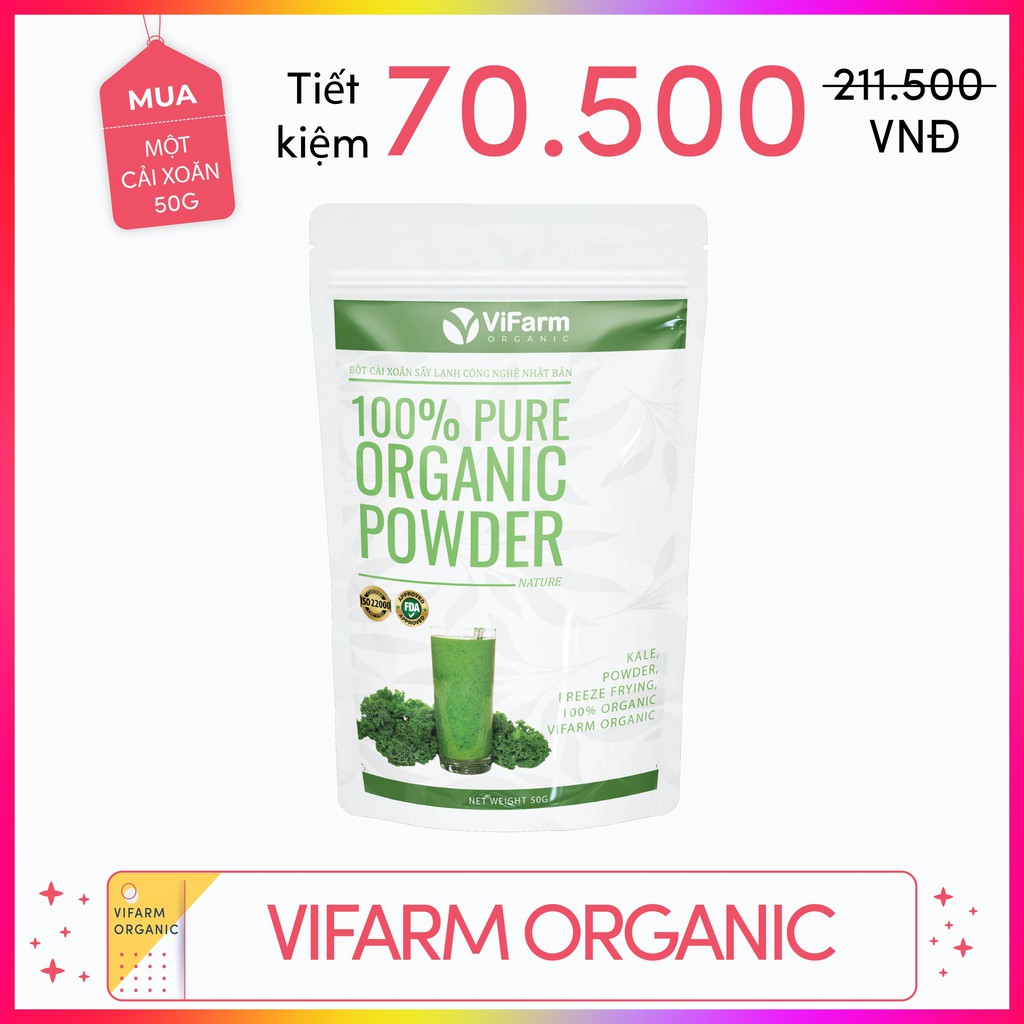 [Mã 267FMCGSALE giảm 8% đơn 500K] Bột Cải Xoăn Kale Nguyên Chất 100% ViFarm 50Gram | BigBuy360 - bigbuy360.vn