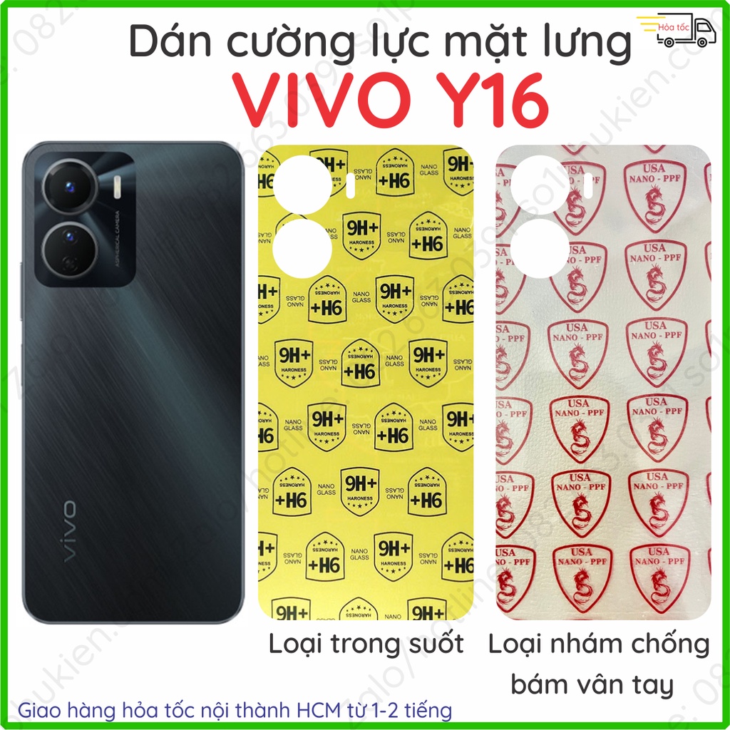 Dán cường lực mặt lưng Vivo Y16 / Y02S bảo vệ kính nano trong suốt , nhám chống vân tay