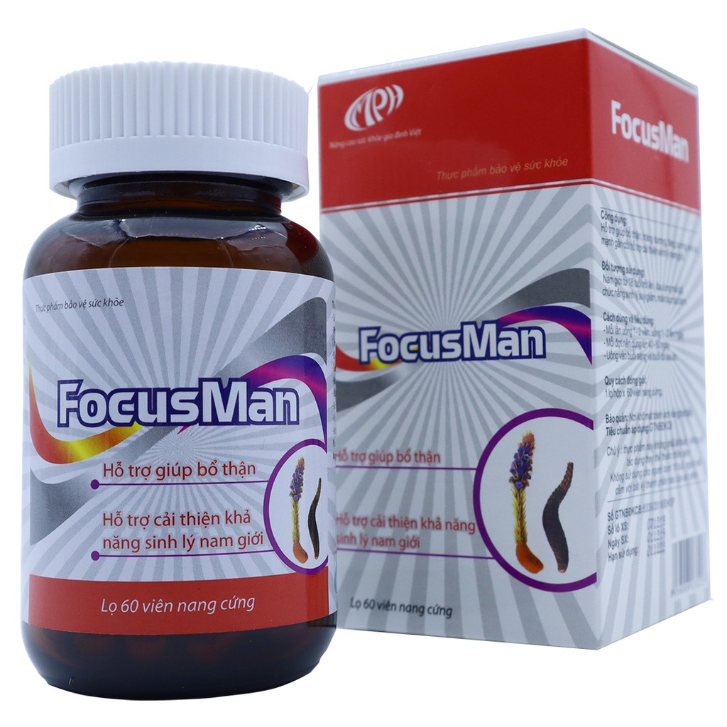 Bổ thận nam FocusMan - Chiết xuất từ Đông trùng hạ thảo giúp bổ thận tráng dương, tăng cường sinh lý nam, mạnh gân cốt
