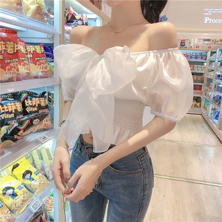 Áo nữ bẹt vai chất voan tay phồng ôm eo tôn dáng J0986 - Jeany