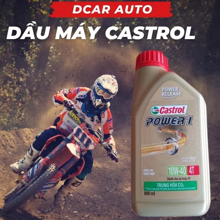 Dầu nhớt Castrol xe số công thức cải tiến Power 1 Castrol 4T 10w40 800ml