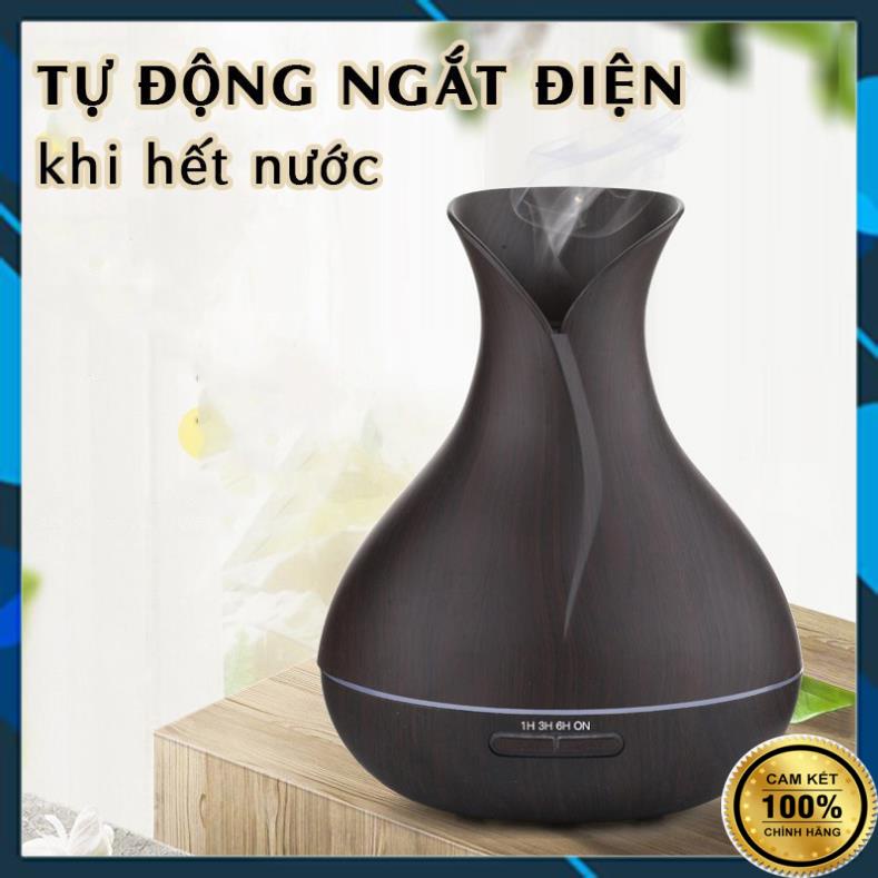 Máy Xông Tinh Dầu Hoa Tulip 550ml , Máy Khuếch Tán Tinh Dầu Đèn LED 7 Màu Có Remote