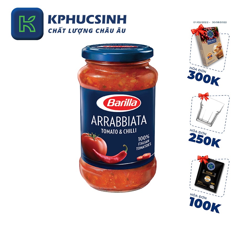 Sốt ớt Barilla Arrabbiata 400g KPHUCSINH - Hàng Chính Hãng