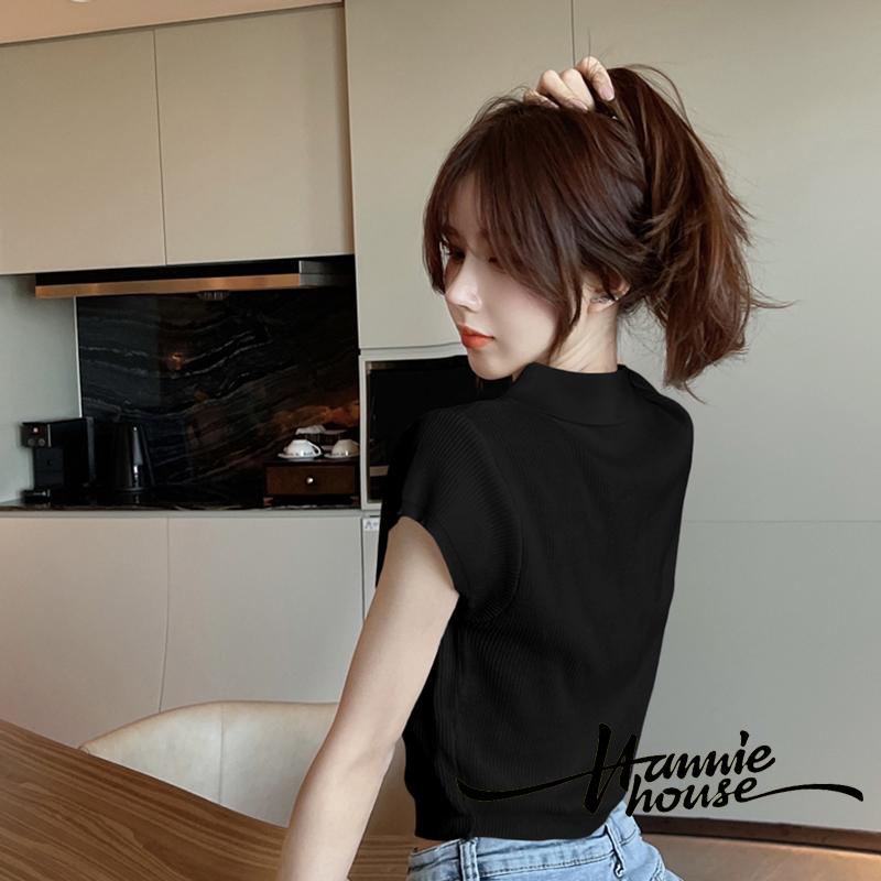 Áo Lửng Tay Ngắn Cổ Chữ V Thời Trang Cho Nữ