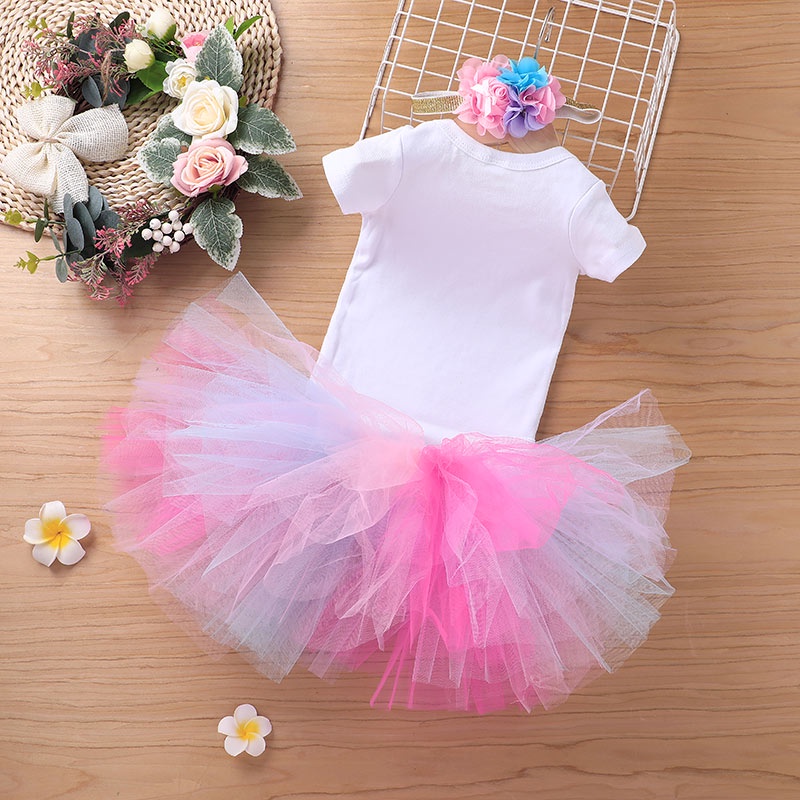 Combo bộ đồ bé gái 0-24 tháng tay ngắn Unicorn bodysuit váy set mùa hè thời trang cho bé trẻ em sơ sinh