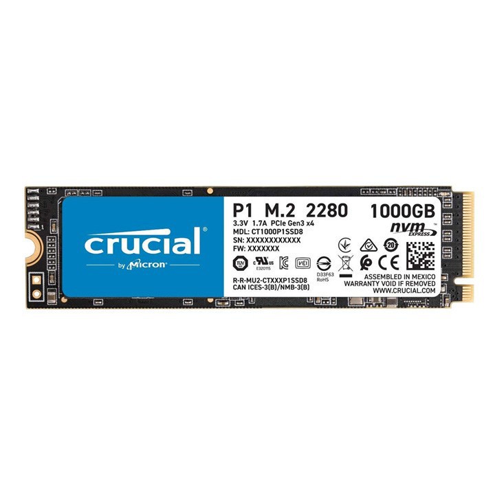 [Mã 229ELSALE hoàn 7% đơn 300K] Ổ cứng SSD M.2 PCIe NVMe Crucial P1 500GB 1000GB - bảo hành 5 năm SD98 SD99