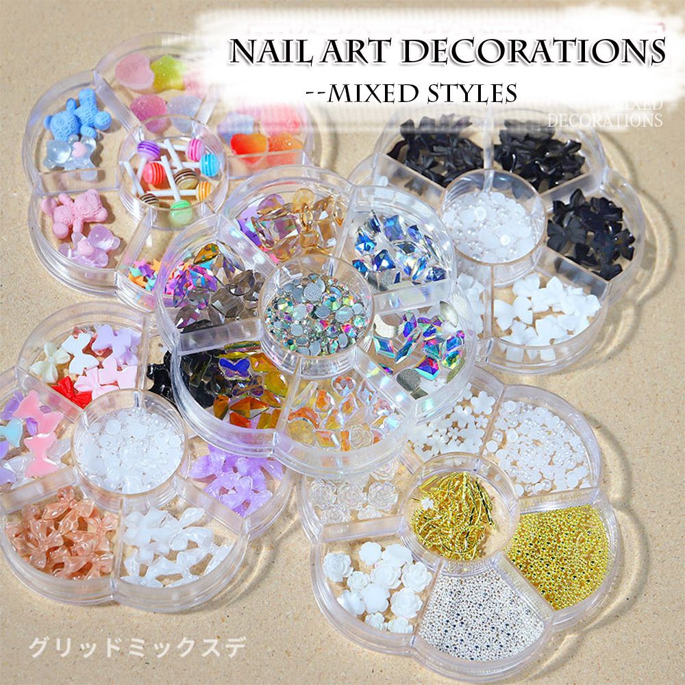 Bộ Phụ Kiện Hạt Kim Loại Hình Nơ Đính Trang Trí Móng Tay DIY|Gấu Aurora 3D|Ngọc Trai