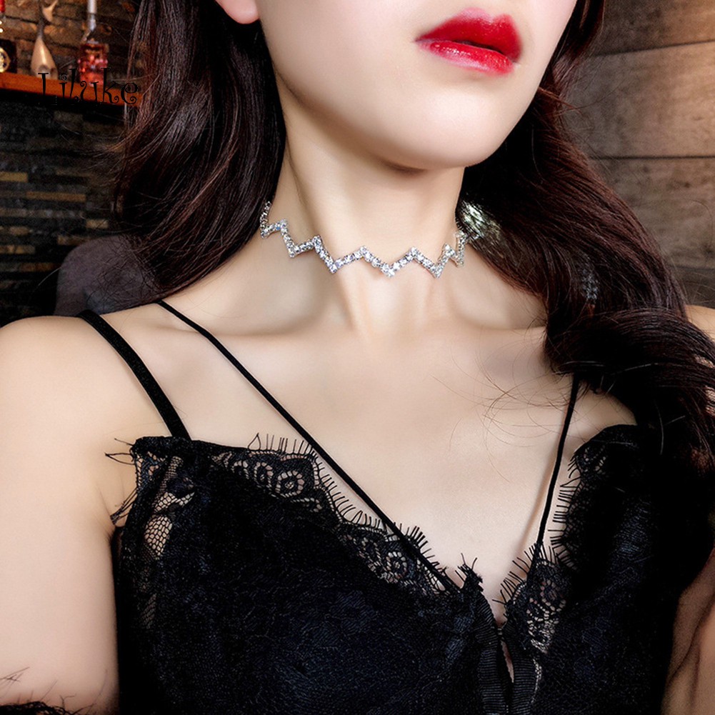 Vòng Cổ Choker Hợp Kim Trang Trí Đá Lấp Lánh Cho Nữ