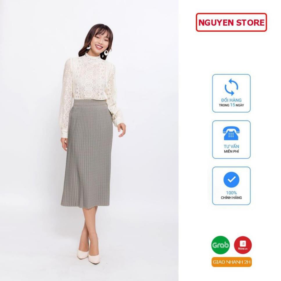 Chân Váy Xếp Ly Dáng Dài Qua Gối Form Chuẩn Dài 70cm Họa Tiết Sọc Chất Vải Cotton Cao Cấp Full Size Không Kén Dáng.