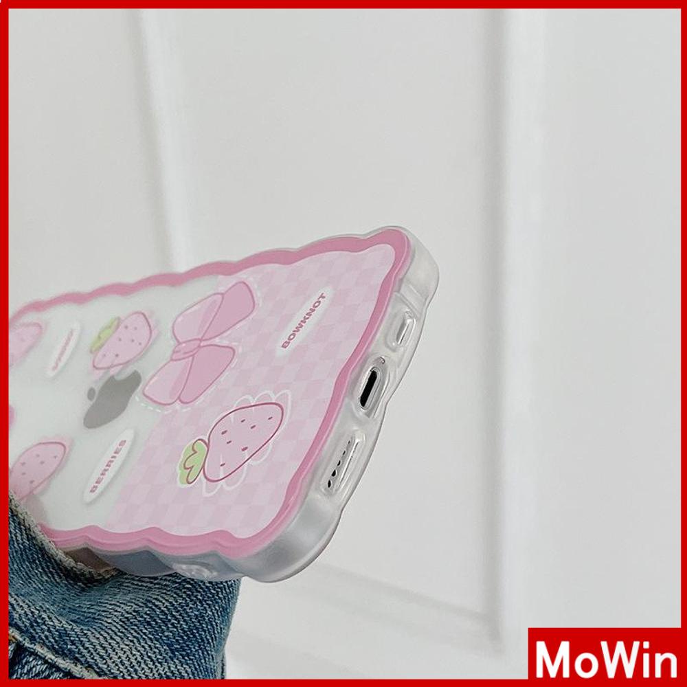 iPhone Case Silicone Soft Case Clear Case Wave Non-Slip Shockproof Camera Full Coverage Protection Pink Strawberry For iPhone 13 Pro Max iPhone 12 Pro Max iPhone 11 iPhone 7 Plus