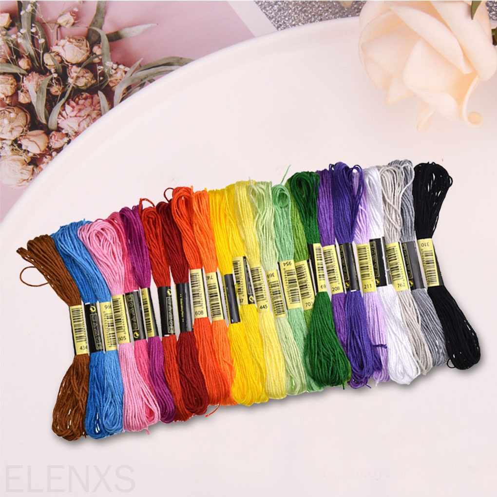 Chỉ cotton thêu dùng thêu chữ thập đan len thủ công DIY màu sắc ngẫu nhiên