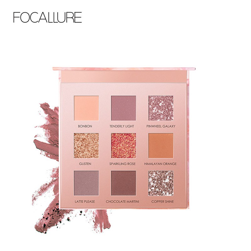 Bảng phấn mắt FOCALLURE 9 màu tông lÌ và ánh nhũ chống nước cao cấp 11.25g | BigBuy360 - bigbuy360.vn