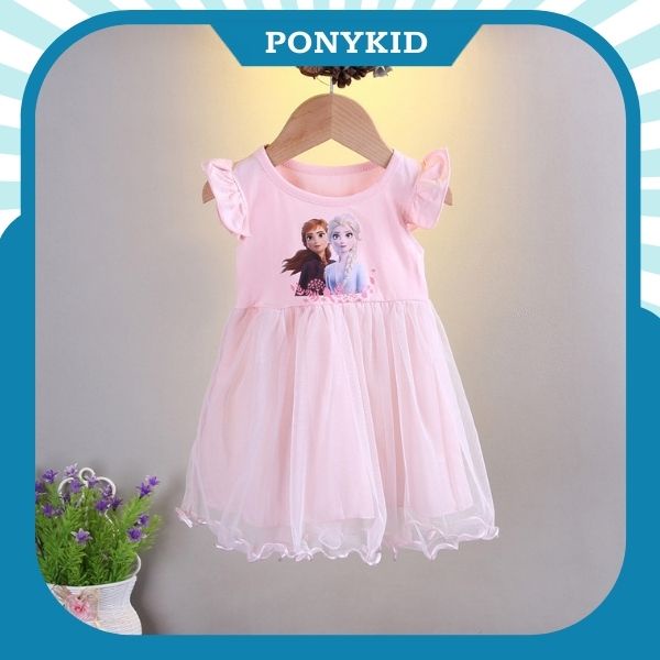 Váy Elsa và Pony ngắn tay chất cotton cho bé gái