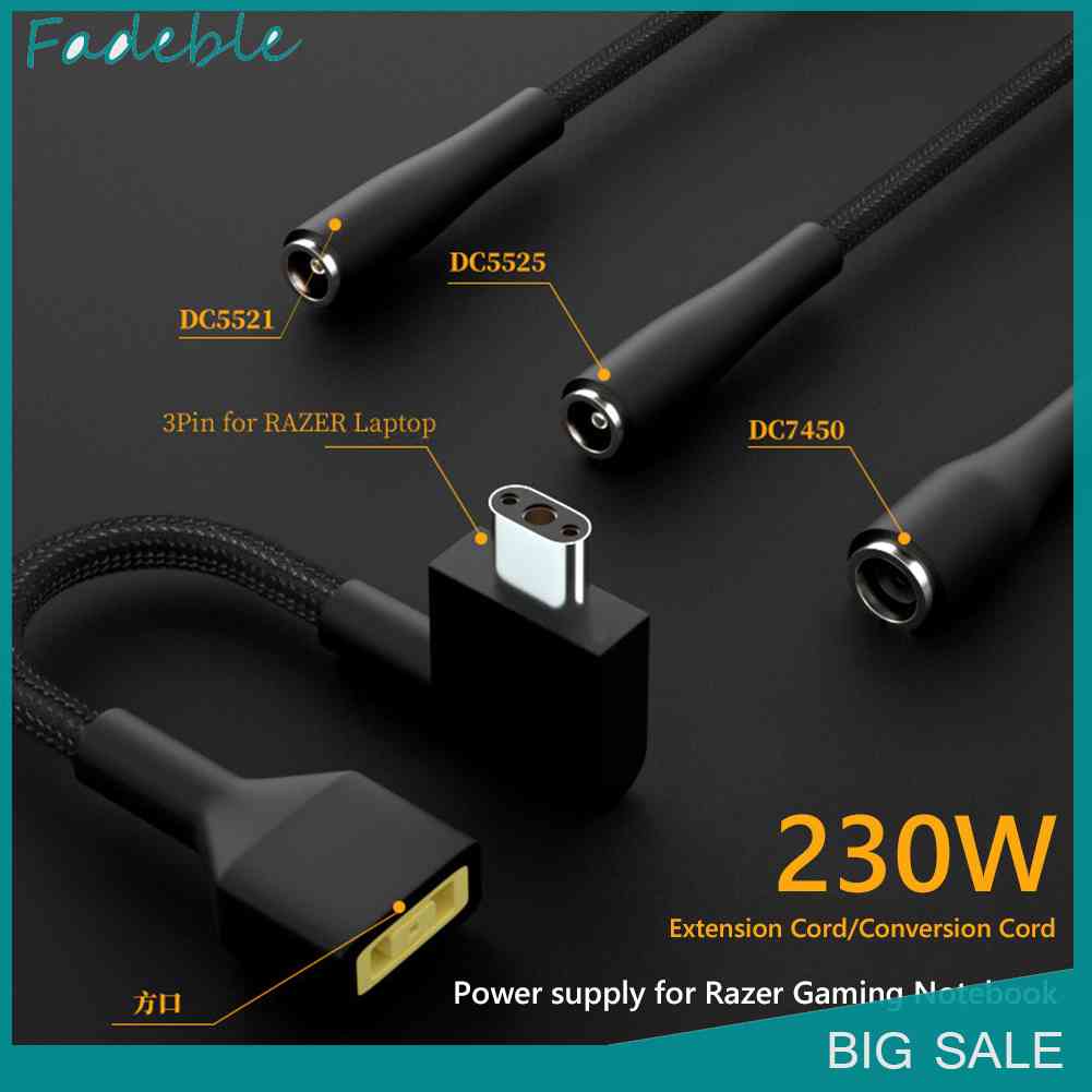 Dây Cáp Nguồn Chuyển Đổi 230W Cho Razer Notebook DC Female Sang 3Pin