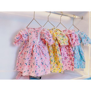 Váy đầm bé gái hoa ren tay bồng 8-22kg