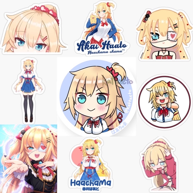 Ảnh dán Sticker AKai Haato Hololive 30-60 cái ép lụa khác nhau /Hình dán decal Akai Haato