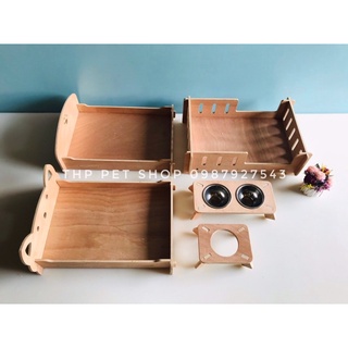 Giường gỗ cao cấp cho chó mèo, chống nước, chống ẩm mốc,Size M(5-10kg)