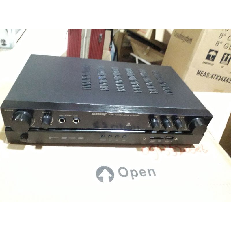 Amply 5.1 Qisheng 5 đường tiếng, 1 đường công suất đánh trầm hơi,đủ các trức năng như bluetooth,usb, cắm thẻ.