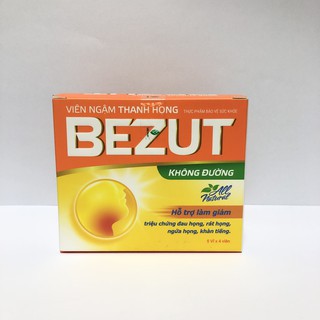 Viên ngậm thanh họng Bezut không đường hộp 5 vỉ x 4 viên