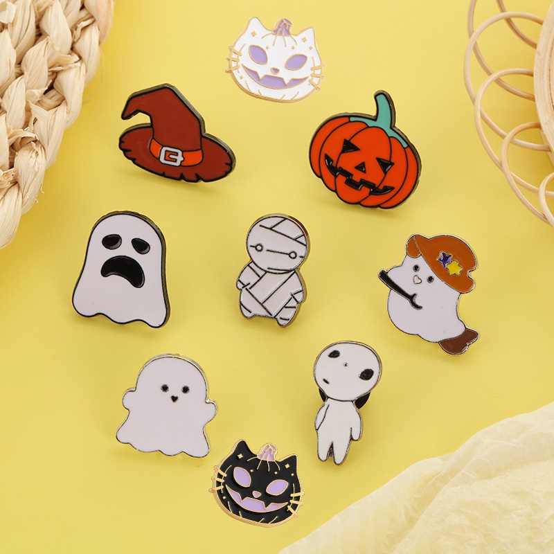 Ghim Cài Áo Kim Loại Hình Ma Hoạt Hình Phong Cách Halloween Độc Đáo