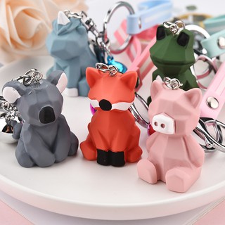 Móc khóa hình cáo đa giác thời trang đáng yêu