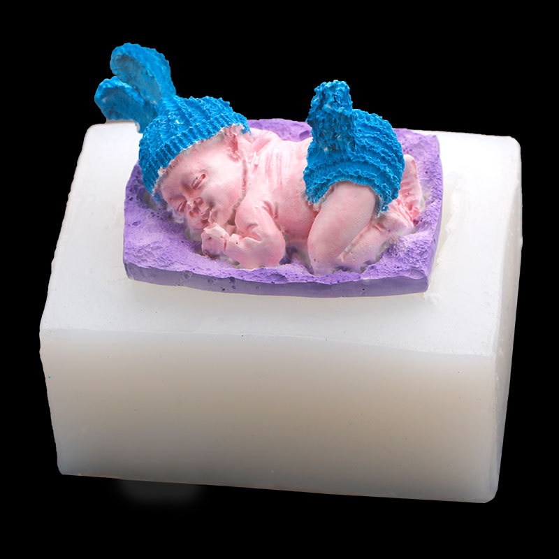 Khuôn Silicone Hình Em Bé Đang Ngủ Đáng Yêu