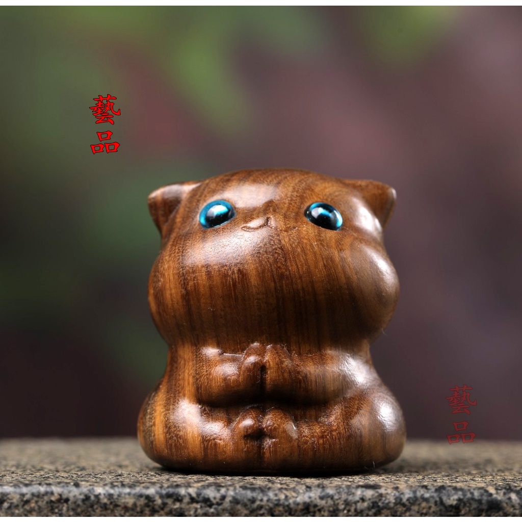Tượng Mèo Bằng Gỗ Cỡ 5 * 4.5 * 4.5cm Để Bàn Trang Trí Hình Mèo Dễ Thương