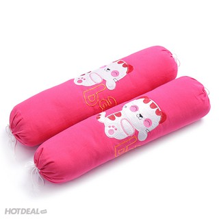 Bộ 02 Gối Ôm Chặn Hình Mèo Cho Bé Baby QT Màu Hồng