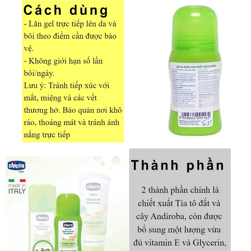 Lăn đa năng xua muỗi Chicco 60ml - Xua muỗi và dưỡng da cho bé - Hiệu quả cho cả mẹ bầu