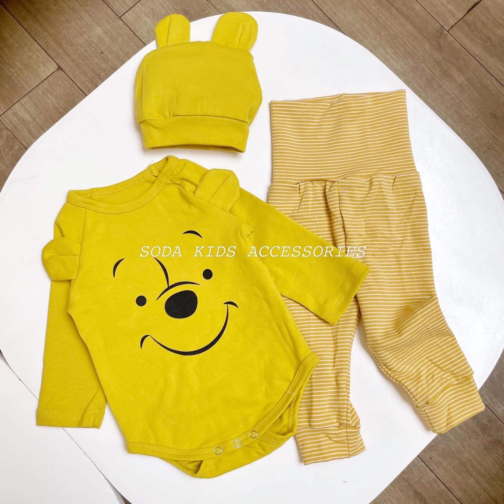 Set 3 chi tiết gấu vàng (quần, áo, mũ) cho bé (Ảnh thật)