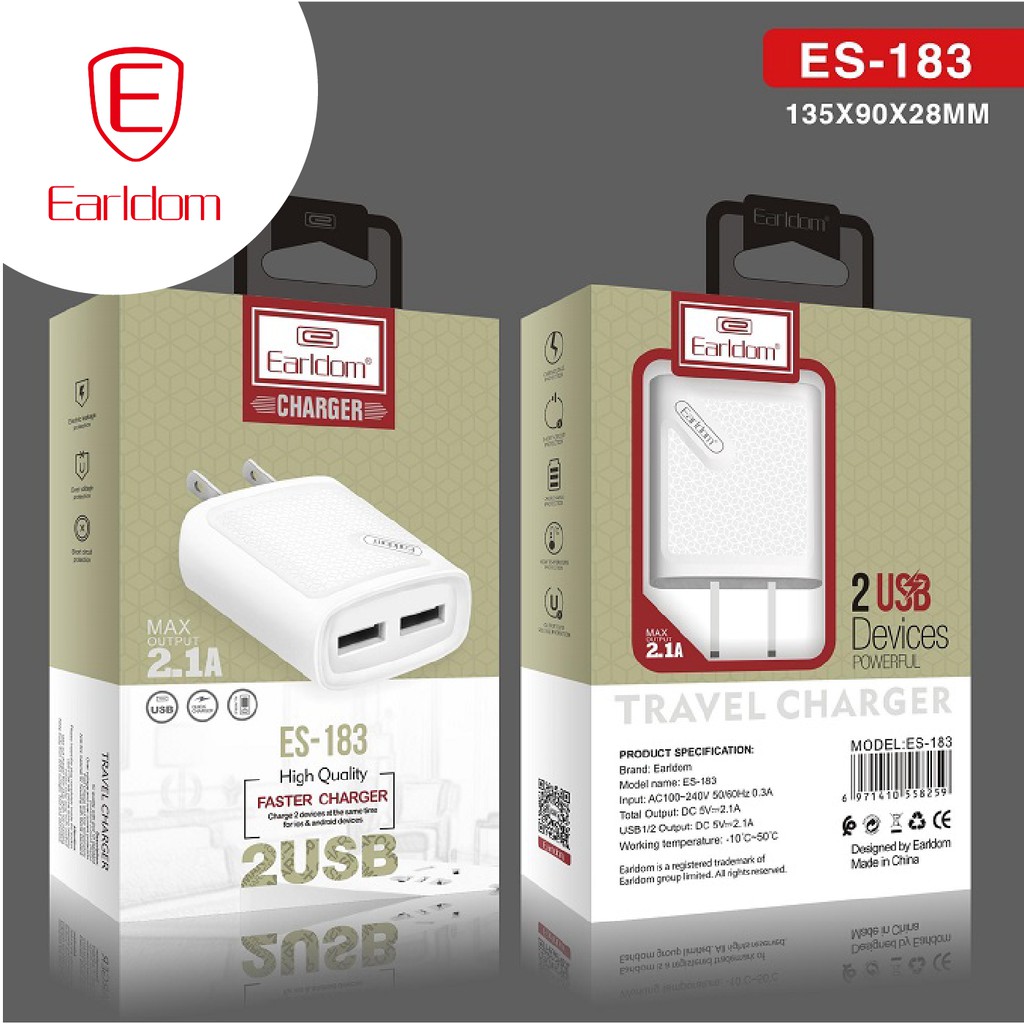 Củ sạc 2.4A Earldom ES-183 chính hãng