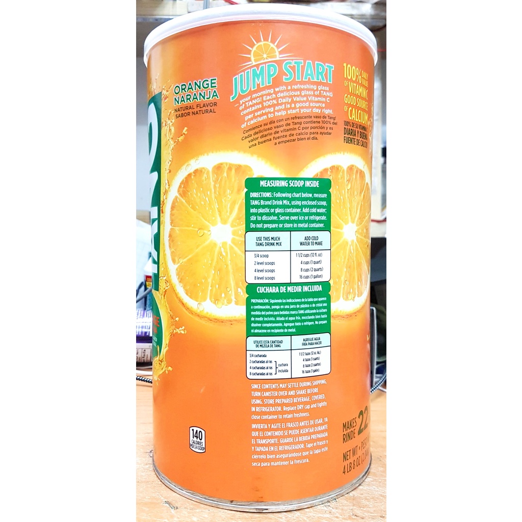 Bột Pha Nước Cam TANG Orange Vitamin C hủ 2.04kg (4LB 8OZ 2040g ) từ Mỹ