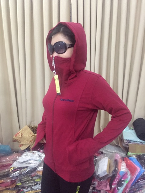 Áo khoác nữ chống nắng có nón 4 túi chất thun