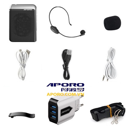 Aporo T18 2.4G Mic cài áo Không dây, Máy trợ giảng T18 loa Bluetooth 5.0 Sạc nhanh QC3U chính hãng