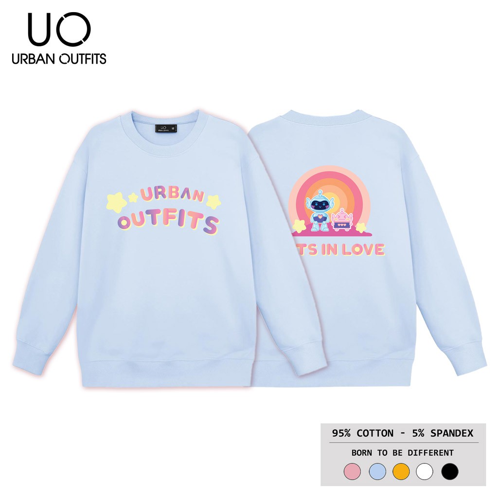 Áo Sweater Form Rộng Nữ Nam URBAN OUTFITS In BOTS IN LOVE SWO28 Thun Cotton Nỉ 4 Chiều Local Brand