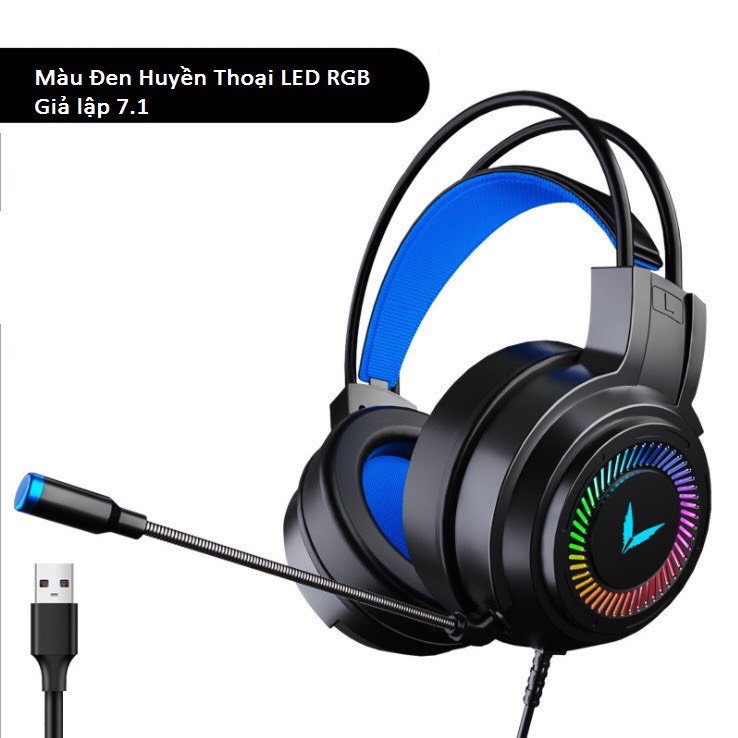 Tai nghe chụp tai gaming giả lập 7.1 full box led rgb cho máy tính  cắm cổng usb có mic tích hợp đèn LED