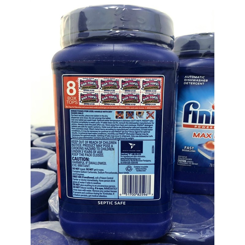 VIÊN RỬA CHÉN BÁT FINISH MAX IN 1 HỘP 125 VIÊN- MUỐI RỬA CHÉN BÁT DÙNG CHO MÁY RỬA CHÉN- HÀNG NỘI ĐỊA MỸ