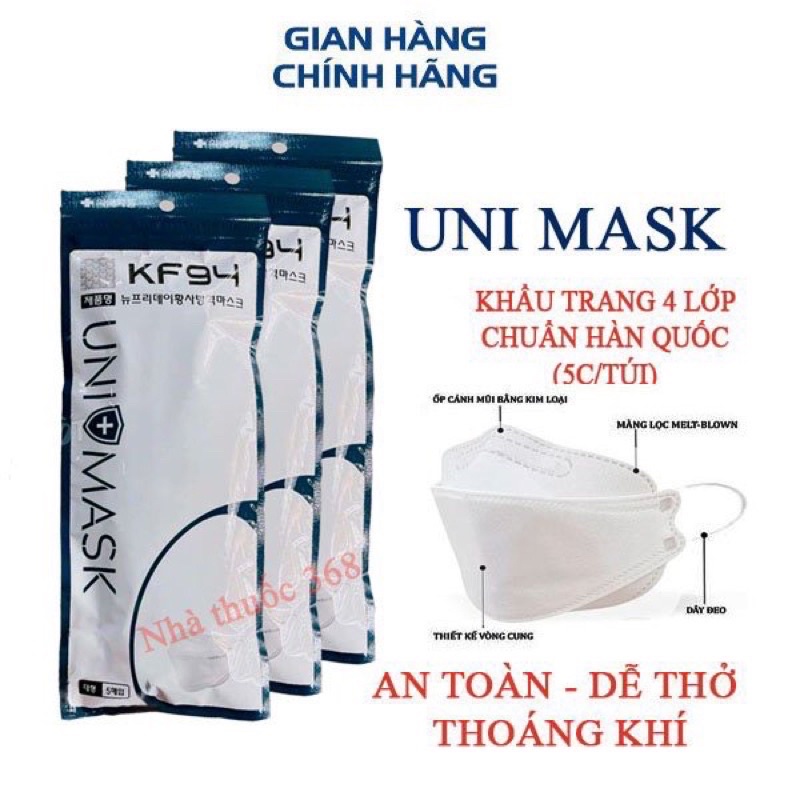 [TP HCM] {Q5} Túi 5 cái khẩu trang kf94 UNI mask 5c/túi